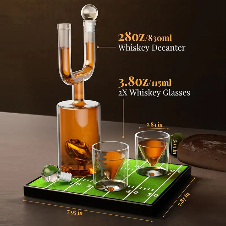 Football Field Goal Whiskey Decanter & Glass Set